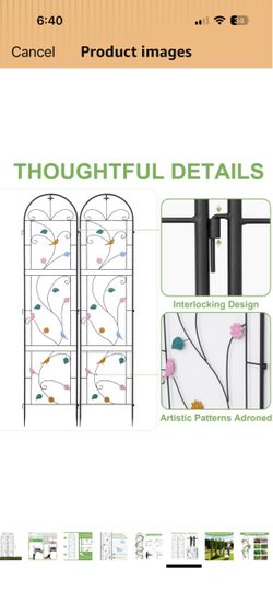 unho 2 Pack 84x19in Garden Trellis Iron Arch for Climbing Plants Outdoor