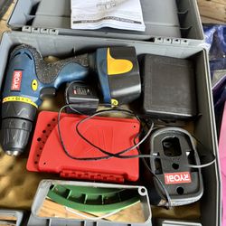 Ryobi9.6 Cordless Drill  With  Hand Tool With Case Ms3and Accessories