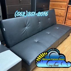Black Futon Couch New Sofa Pleather