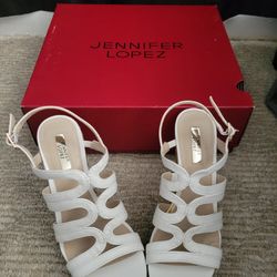 J Lo White Wedge Sandal
