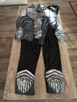 Armor Ninja Warrior Halloween Kids Costume Black Silver Childs Size L 12/14