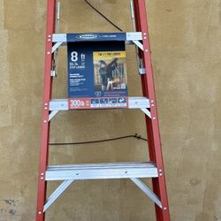Werner 8 ft. Fiberglass Step Ladder (12 ft. Reach Height) with 300 lb. Load Capacity New