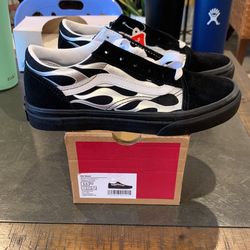 Vans Old Skool Metallic Flame Blk/Slv Size 3 Kids