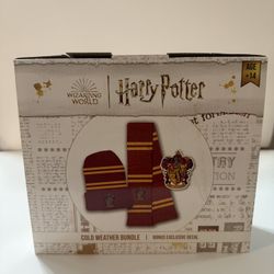 New Harry Potter Beanie Hat Scarf Gryffindor Decal Cold Weather Bundle Box Set