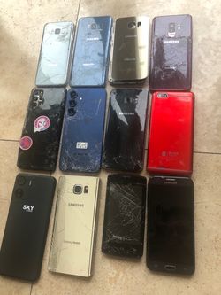 11 Damaged Samsung / Samsung Galaxy Cell phone (for parts)+1 like new sky devices 👍🏼 (bottom left) Meet in HB,OC - $35 EACH OR ALL 12 for $240 CASH 