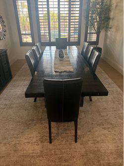 Solid Wood Dining Table + 8 Chairs