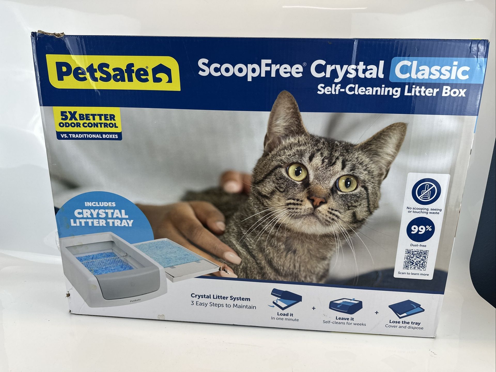 PetSafe ScoopFree Crystal Classic Self-Cleaning Litter Box Gray NO TRAY