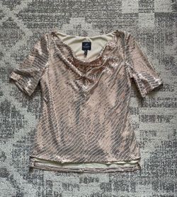 Adrianna Papell rose gold sequin elegant top Size 6