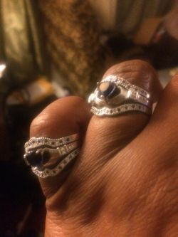 SAPPHIRE LADIES RING-STAMPED 925 STERLING SILVER SIZE 7,9.