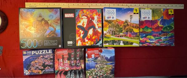 Lot of 7 Jigsaw Puzzles 500 and 1000 Pieces