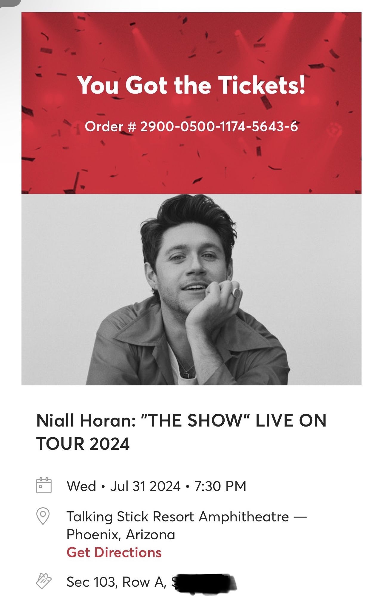 Niall Horan Ticket
