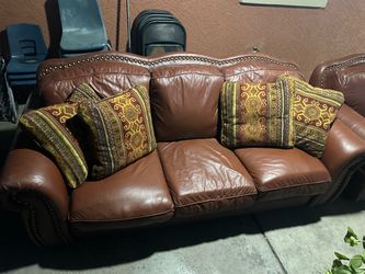 red leather couches