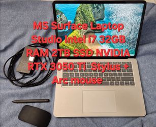 Microsoft Surface Laptop Studio 14.4" Touch Intel i7 32GB RAM 2TB SSD NVIDIA GeForce RTX 3050 Ti Gaming PC Windows slim pen stylus arc mouse