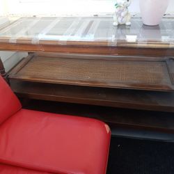 2 Tables For Living Room, Coffee Table Height One Has A Glass Top The Other Is A Wooden Top, Both Barely Used In Great Condition