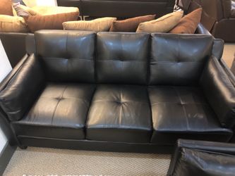 Black bonded leather sofa and loveseat set