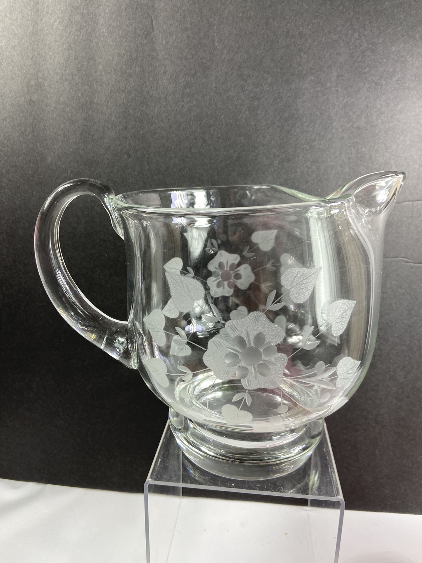 Vintage Crystal blown pitcher with ICE Lip