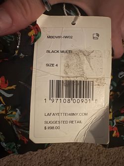 Lafayette 148 NY Black Multi Floral Top Size 4