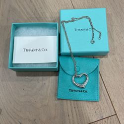 Tiffany Co Large Open Heart Pendant Necklace