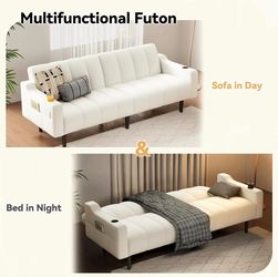 Brelice 80'' Leather Couch, Futon Sofa Bed
