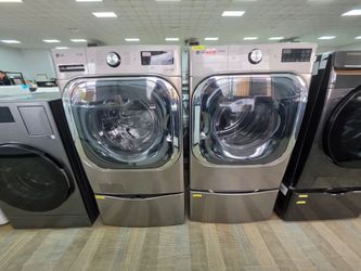 LG ThinQ Front-Load Washer and Dryer Set