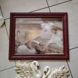 Vintage Swan Picture No Shipping With Wall Hangings All Three Pieces