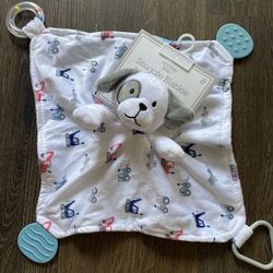 Modern Baby Snuggle Blankie Lovey Puppy Plush Security Blanket 12"x12" Teether
