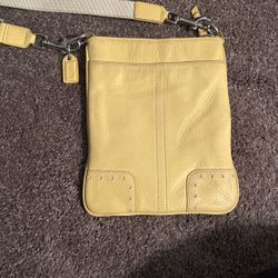 Yellow Leather Coach Cross Body Purse 