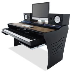 Artista Studio Desk- Walnut Wood + Black