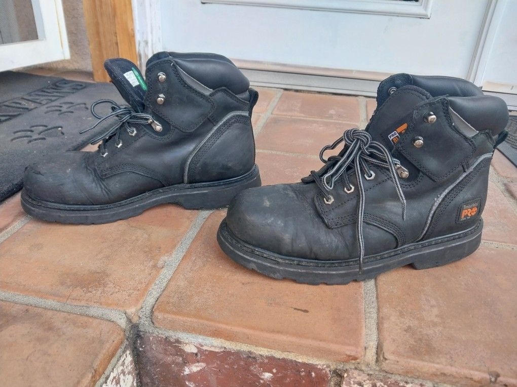 TIMBERLAND STEEL TOE LEATHER WORK BOOTS SIZE 10 IN GOOD CONDITION