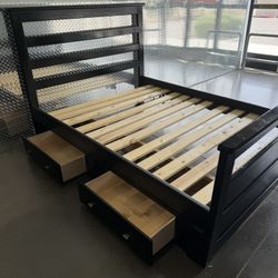 Black Wood Full Storage Bed