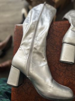 metallic knee high boots