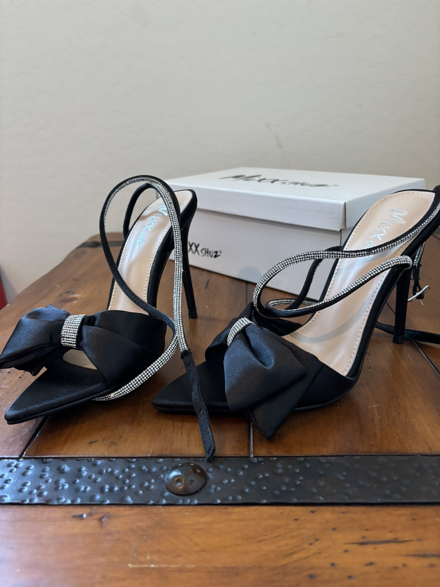 Black Satin Heels
