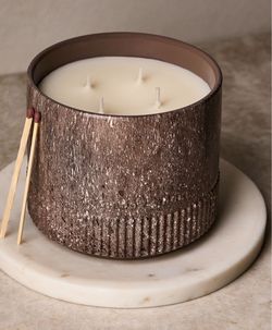 Large Multi-Wick Candle in Textured Bronze Vessel
