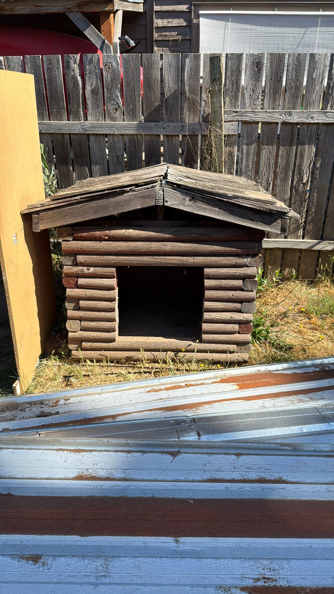Wooden Log Dog House 