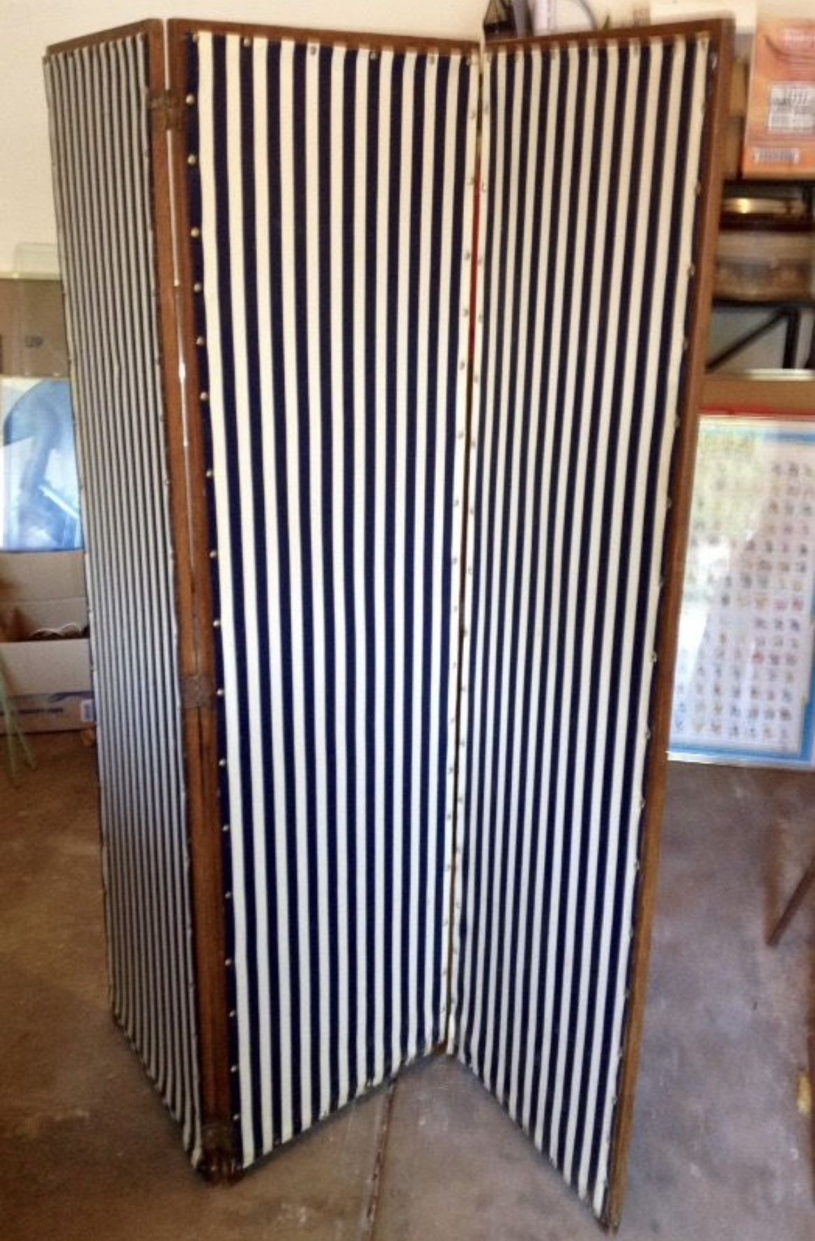 Oak And Fabric Dressing Screen