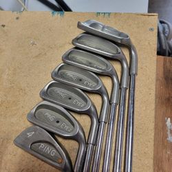 Vintage PING Iron Set (4-9, SW) - Mixed Eye2, Zing 2, Karsten - Orange Dot