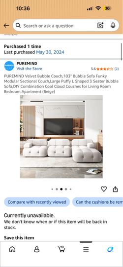 Velvet sectional