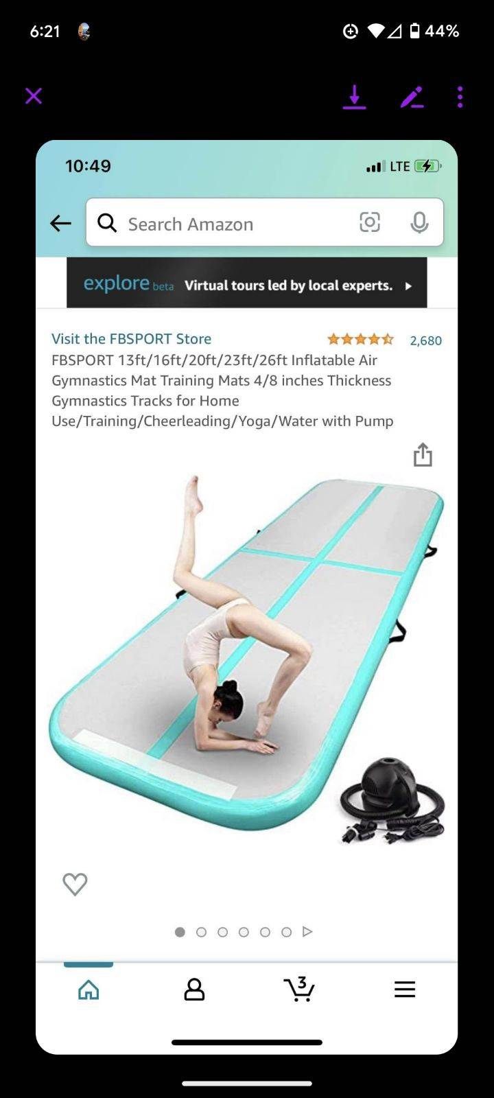 Inflatable Tumble Track / Gymnastics Mat, Used