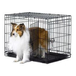 Dog Cage, Two Door Wire Dog Crate, Heavy Duty Portable Dog Cage