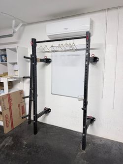 Folding Wall Mount Squat Rack W/ Weight Tree