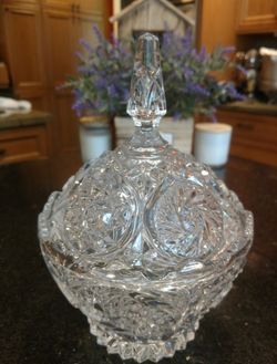 Crystal Footed Dish With Lid