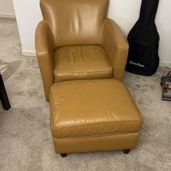 Pier 1 Leather Chair + Ottoman
