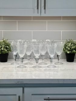 Glassware, Drink Glasses, Beverage (11) NEW! Z Gallerie Iris Ball Stem Hand Blown Bubble Glass Goblets, $5 EACH (Retail $16 EACH)
