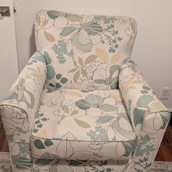 Floral Armchair with Ottoman