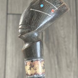 Vintage Egyptian Head Walking Stick African Horn