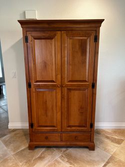Solid Wood Armoire / TV Cabinet / Game & Craft or Clothes Storage w/ Adjustable Shelves - $200