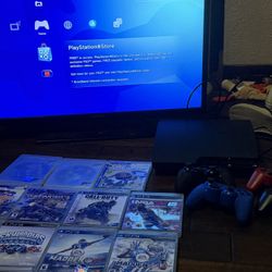 PS3 Console With Games And Controllers