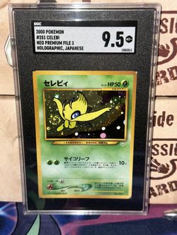 SGC 9.5 Celebi Holo SWIRL Neo Premium File 3 Promo 2000 Pokemon Card Japanese #251