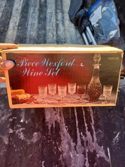 Antique 8 piece glass wine set