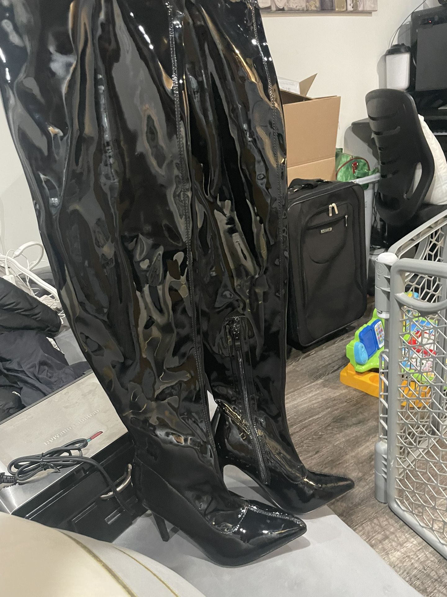 Black High Stiletto Heel Boots Size 8